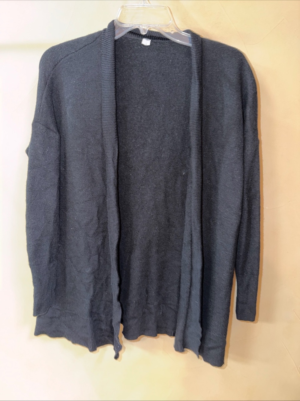 Lululemon Black Wool Knit Cardigan Size 2 Open Front Reversible Casual Classic